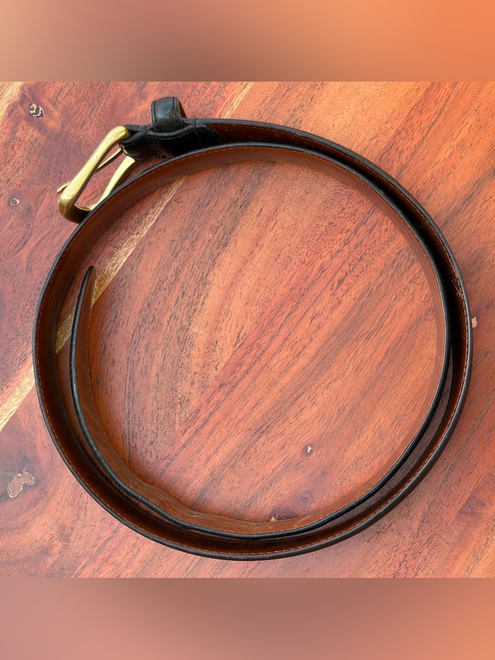 Vintage COACH Black Leather Men’s Dress Belt Brass Buckle 5952 - Picture 5 of 10